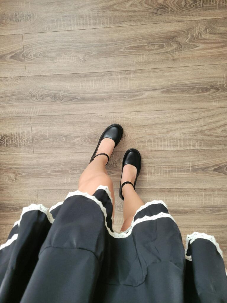 vinyl wood look flooring and shoes